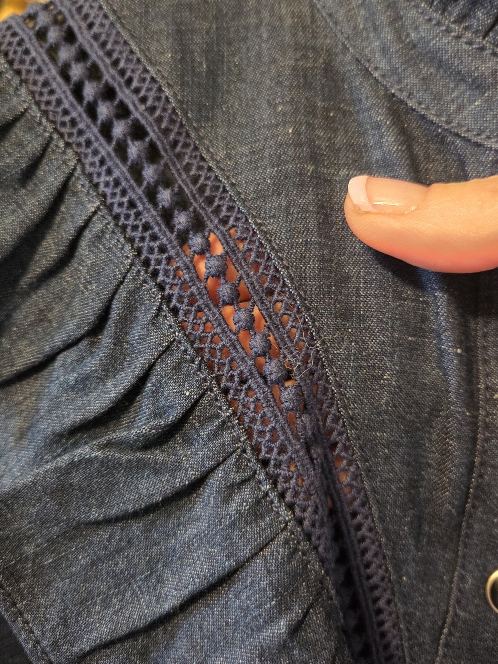 kate spade Dark Denim Button-Front Blouse - Picture 5 of 10